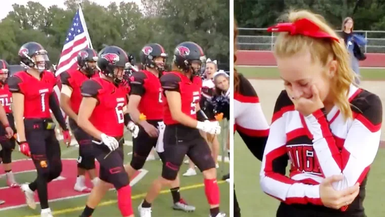 Des footballeurs surprennent une pom f